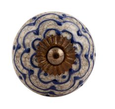 Navy Blue Crackle Ceramic Cupboard Knob